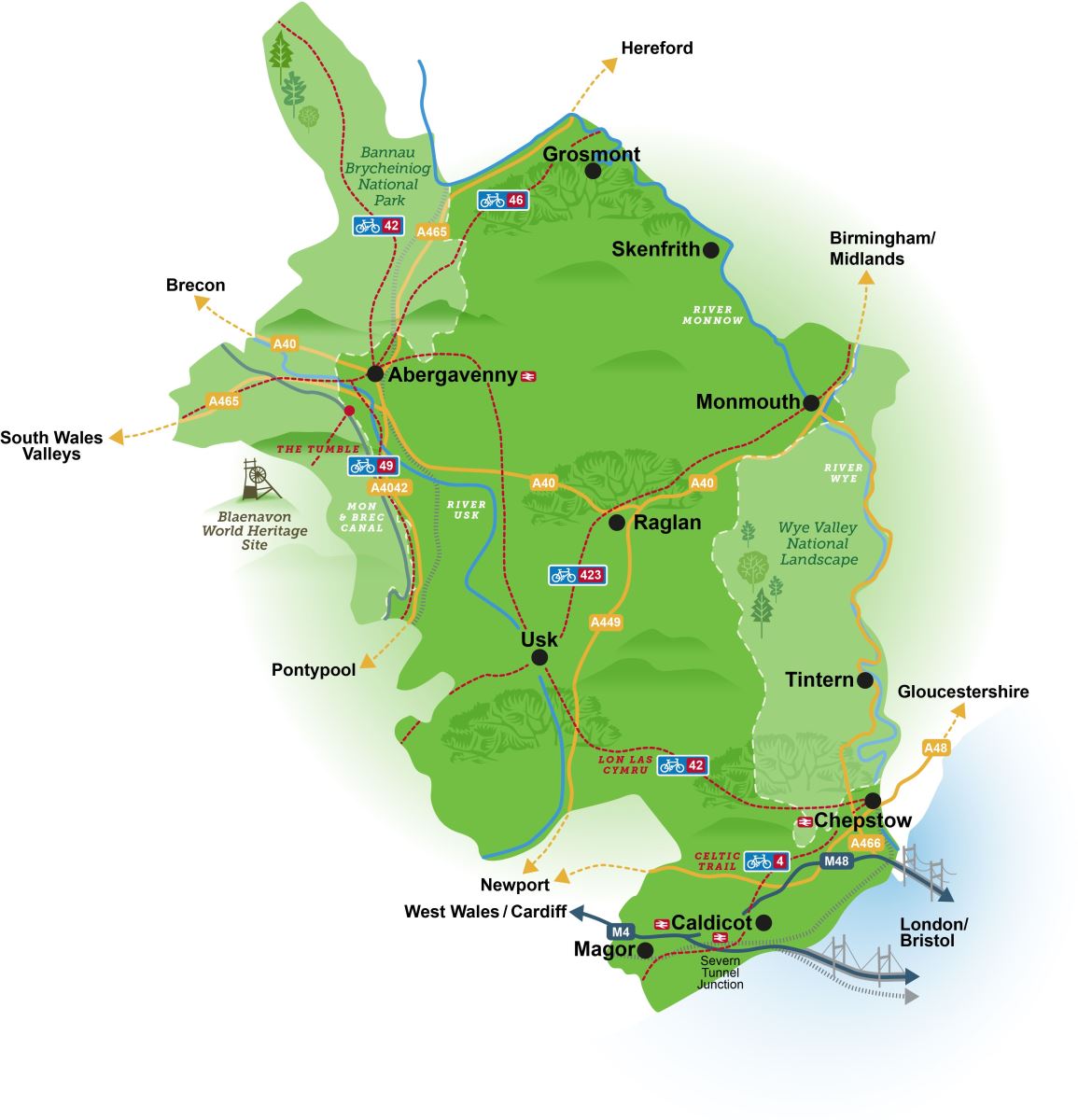 Monmouthshire Transport Map